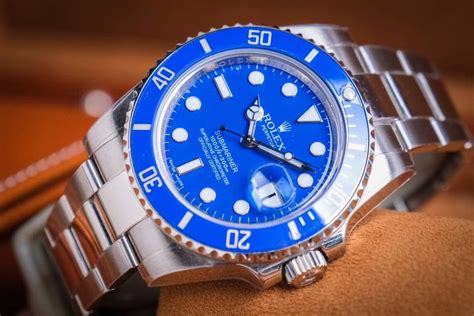 rolex submariner blue and 18k gold watch|rolex submariner smurf white gold.